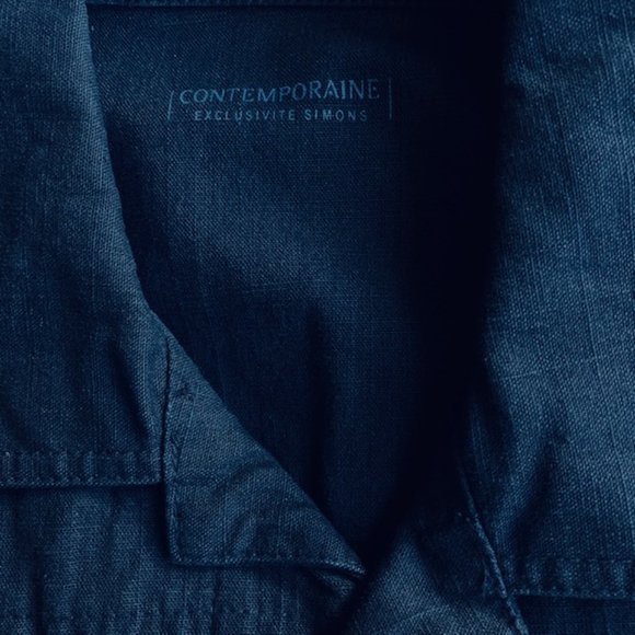 Simons Contemporaine ladies short painters-style dark indigo denim jacket MED - Picture 3 of 6